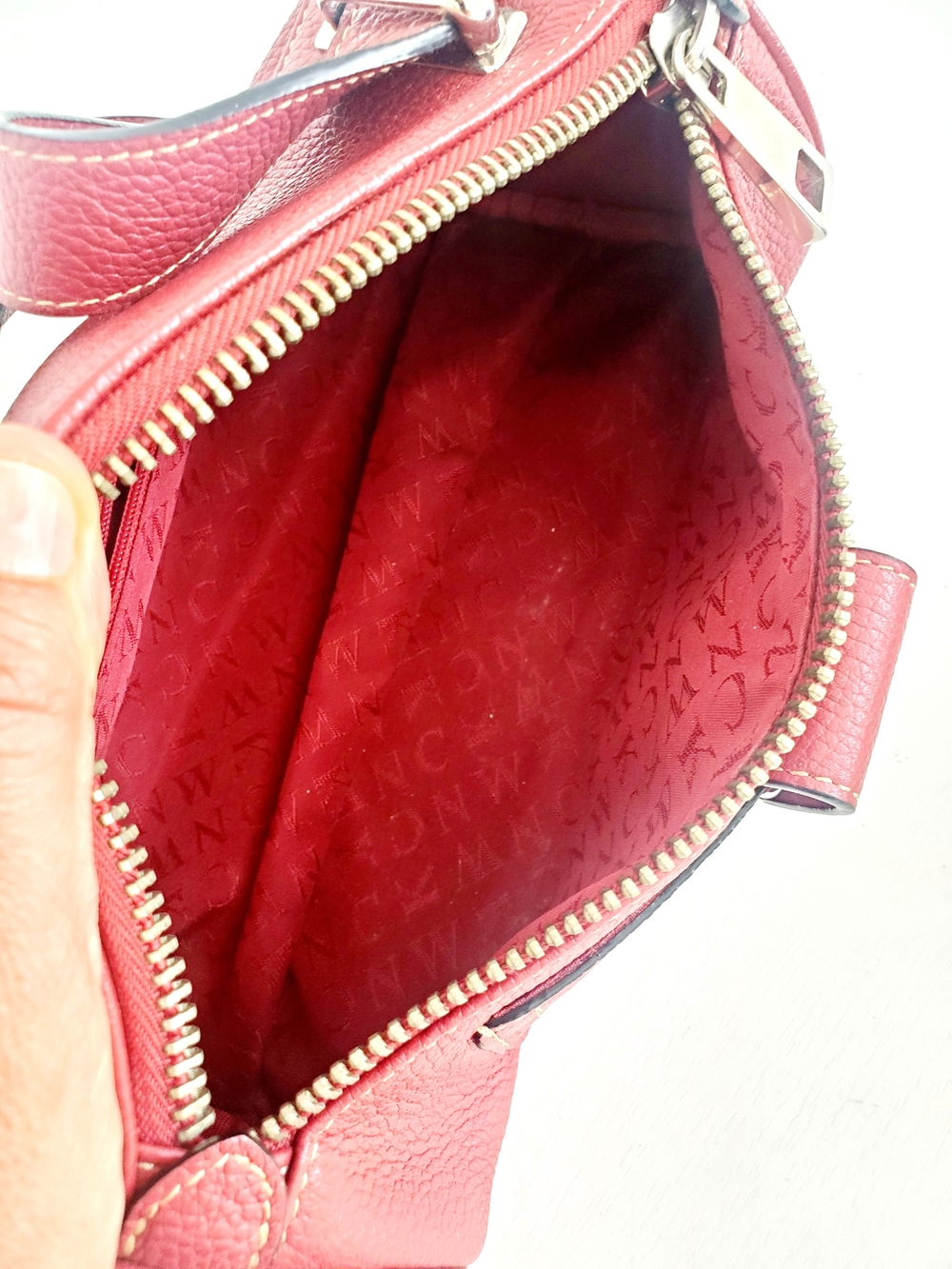 Red Pebbled Leather Mini Barrel Crossbody Bag - Picture 5 of 5